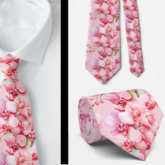 Pink Orchid Blume Neck Tie Krawatte