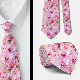 Pink Orchid Blume Neck Tie Krawatte
