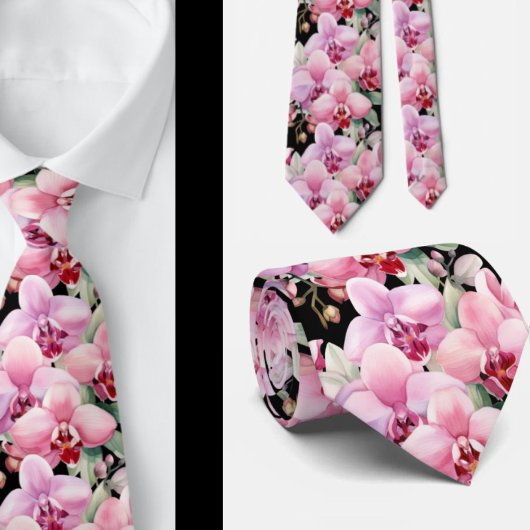 Pink Orchid Blume Neck Tie Krawatte