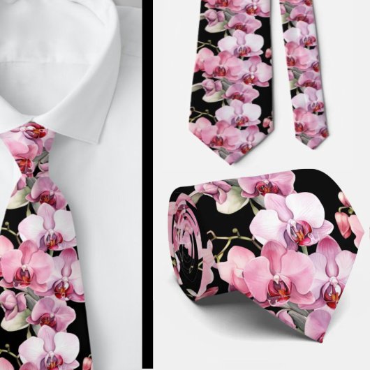 Pink Orchid Blume Neck Tie Krawatte