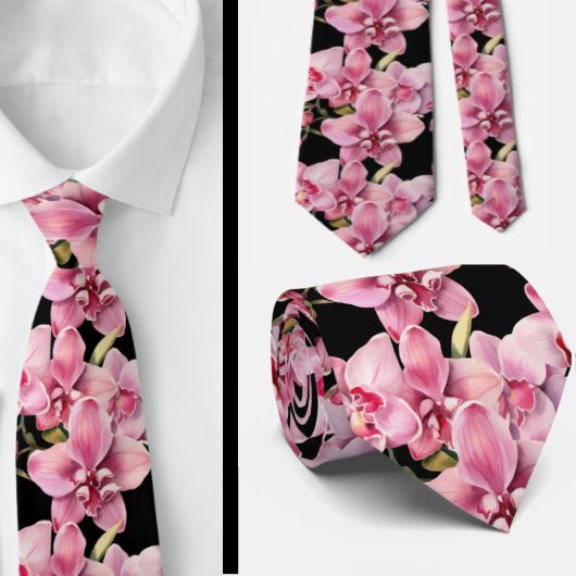Pink Orchid Blume Neck Tie Krawatte