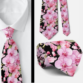 Pink Orchid Blume Neck Tie Krawatte