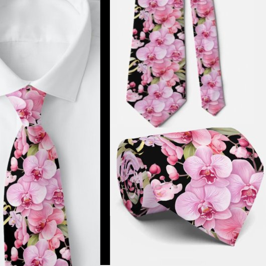 Pink Orchid Blume Neck Tie Krawatte