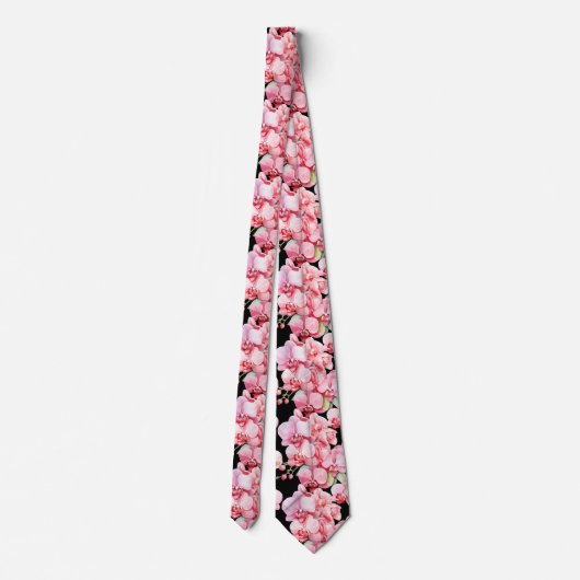 Pink Orchid Blume Neck Tie Krawatte (Rückseite)