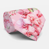 Pink Orchid Blume Neck Tie Krawatte (Gerollt)