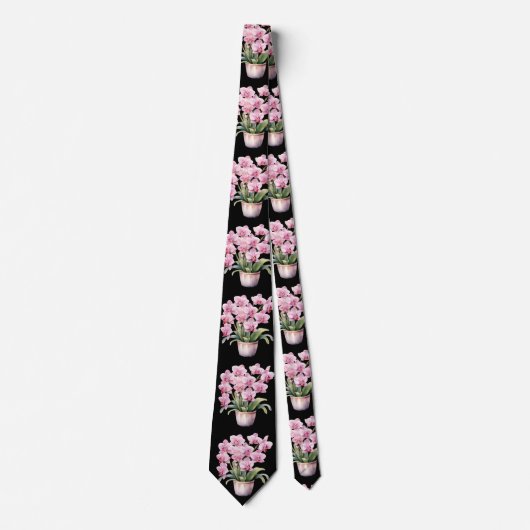 Pink Orchid Blume Neck Tie Krawatte (Vorderseite)