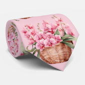 Pink Orchid Blume Neck Tie Krawatte (Gerollt)