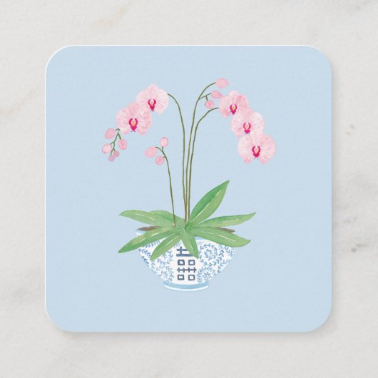 Pink Orchid Chinoiserie Chic Baby Dusche QR Code Begleitkarte (Rückseite)