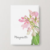 Pink Orchid Floral Design – Elegant Botanical Art Button (Vorderseite)