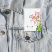 Pink Orchid Floral Design – Elegant Botanical Art Button (Insitu)