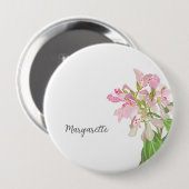 Pink Orchid Floral Design – Elegant Botanical Art Button (Vorne & Hinten)