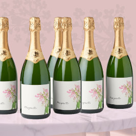 Pink Orchid Floral Design – Elegant Botanical Art Schaumweinetikett