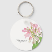 Pink Orchid Floral Design – Elegant Botanical Art Schlüsselanhänger (Vorderseite)