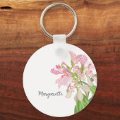 Pink Orchid Floral Design – Elegant Botanical Art Schlüsselanhänger (Vorderseite)