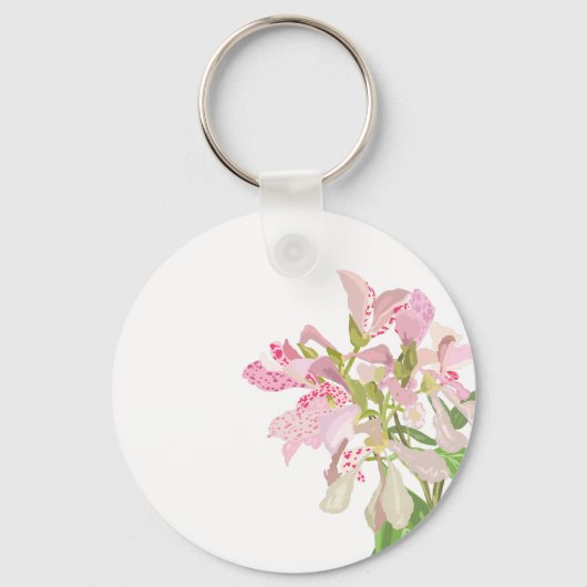 Pink Orchid Floral Design – Elegant Botanical Art Schlüsselanhänger (Rückseite)