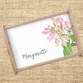 Pink Orchid Floral Design – Elegant Botanical Art Serviertablett