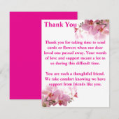 Pink Orchid Floral Funeral Sympathy Dankeskarte (Vorne/Hinten)