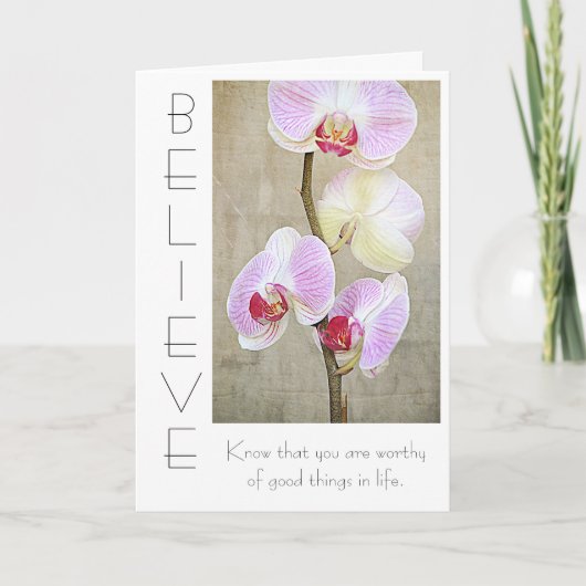 Pink Orchid Floral glauben Inspiration Karte (Vorderseite)
