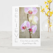 Pink Orchid Floral glauben Inspiration Karte (Gelbe Blume)