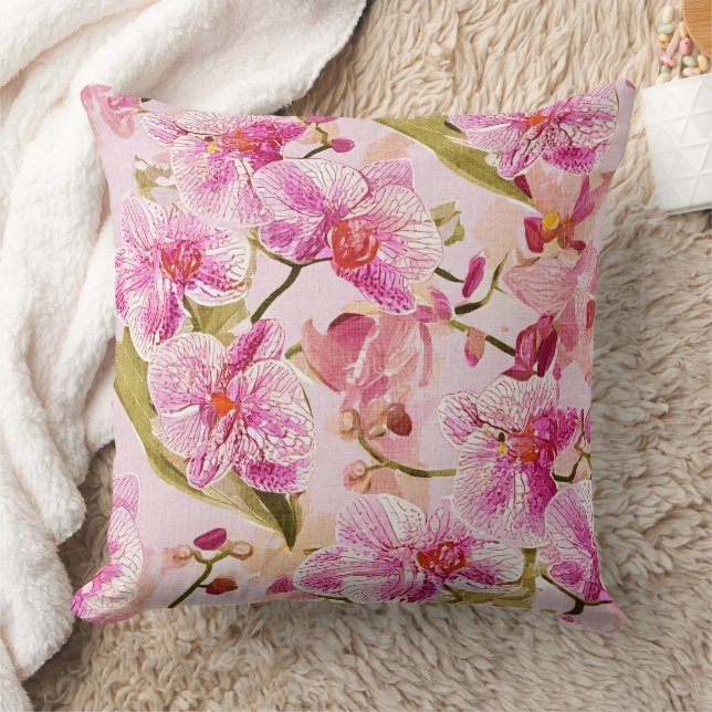 pink orchid floral pattern kissen (Decke)