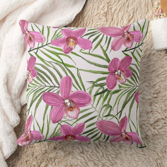 pink orchid floral pattern kissen (Decke)