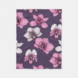 Pink orchid flowers fleecedecke