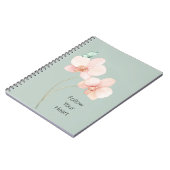 Pink Orchid Flowers Mint Green Butterfly Notizblock (Linke Seite)