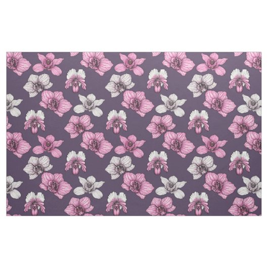 Pink orchid flowers stoff (Fat Quarter (45,7 x 55,9 cm))