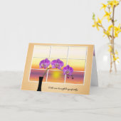 Pink Orchid in Window Sympathy Card Karte (Gelbe Blume)