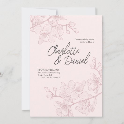 Pink Orchid Momente | Hochzeit Einladung (Vorderseite)