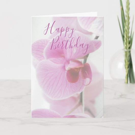 Pink Orchid | Personalisierter Geburtstag Karte (Vorderseite)