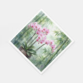 Pink Orchid Plant On Bamboo Background Serviette (Ecke)