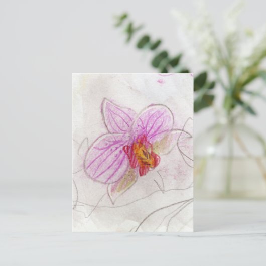 Pink Orchid Postkarte (Stehend Vorderseite)