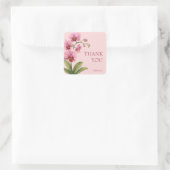 Pink Orchid Square Geschäft Danke-Aufkleber Quadratischer Aufkleber (Tasche)