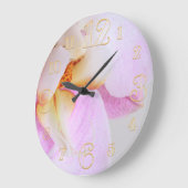 Pink Orchid Wall Clock Große Wanduhr (Winkel)