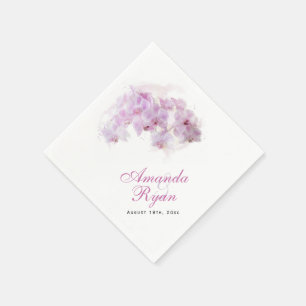 Pink Orchid Watercolor Blume Floral Wedki Napki Serviette