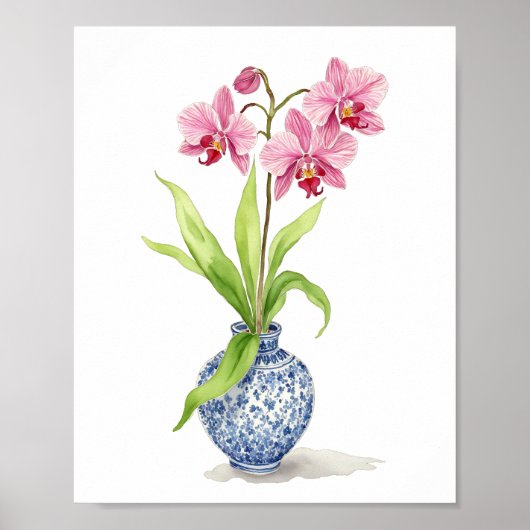 Pink Orchid Watercolor Poster (Vorne)