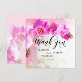 Pink Orchid Watercolor Splash Vielen Dank Dankeskarte (Vorne/Hinten)