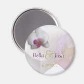 Pink Orchid Wedding Magnet (Vorderseite/Rückseite)