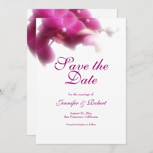 Pink Orchid Wedding Save the Date Announcement Einladung (Vorne/Hinten)