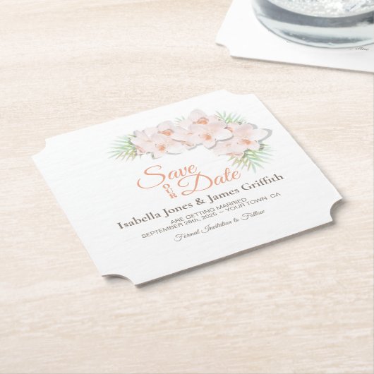 Pink Orchid Wedding Save the Date Untersetzer (angewinkelt)