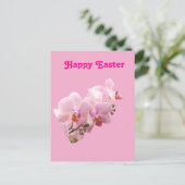 Pink Orchids “Happy Easter” Postkarte (Stehend Vorderseite)