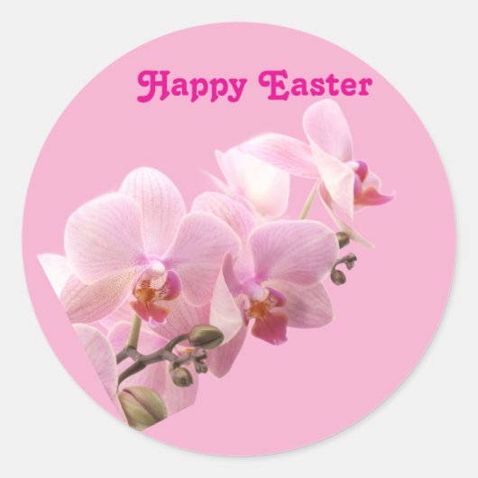 Pink Orchids “Happy Easter” Sticker (Vorderseite)