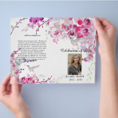 Pink Orchids Hummingbird Beerdigung Programm Flyer (Hand)