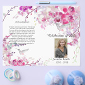 Pink Orchids Hummingbird Beerdigung Programm Flyer (Einzeln)
