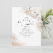 Pink Orchids Pampas Grass Brunch Babydusche Einladung (Stehend Vorderseite)