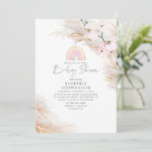 Pink Orchids Pampas Grass Rainbow Baby Dusche Einladung (Stehend Vorderseite)