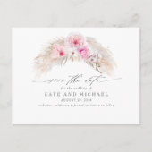 Pink Orchids Pampas Grass Tropical Save the Date Postkarte (Vorderseite)