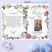 Pink Orchids Peony Hummingbird Beerdigung Programm Flyer (Einzeln)