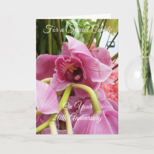 Pink Orchids Personalised 20th Wedding Anniversary Karte